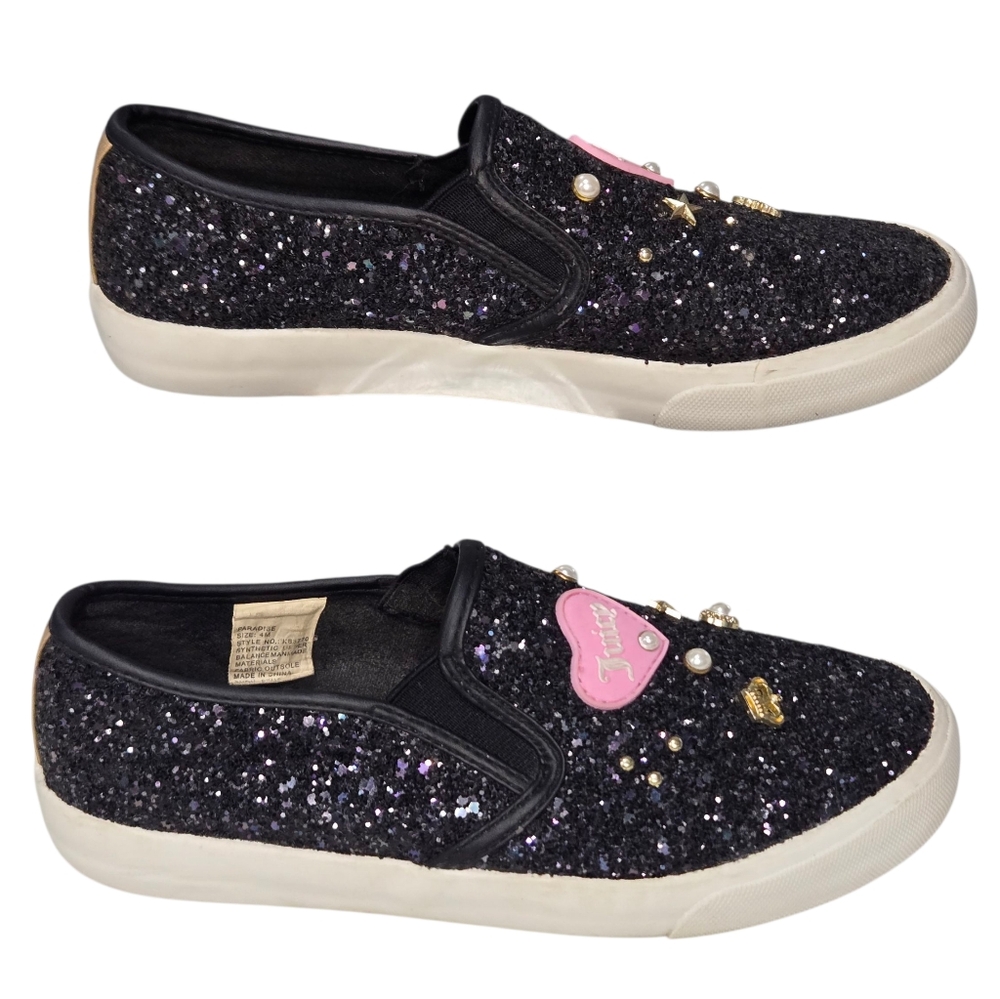Juicy Couture Paradise Black Glitter Slip On Sneakers - Picture 2 of 9
